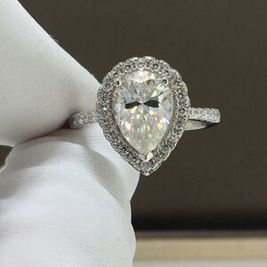 2CT Brilliant Cut Pearl Moissanite Wedding Women Ring Size 6.5